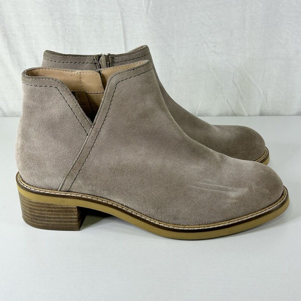 Seychelles Suede Ankle Bootie Taupe V Cut‎ Out  Women’s Size 10